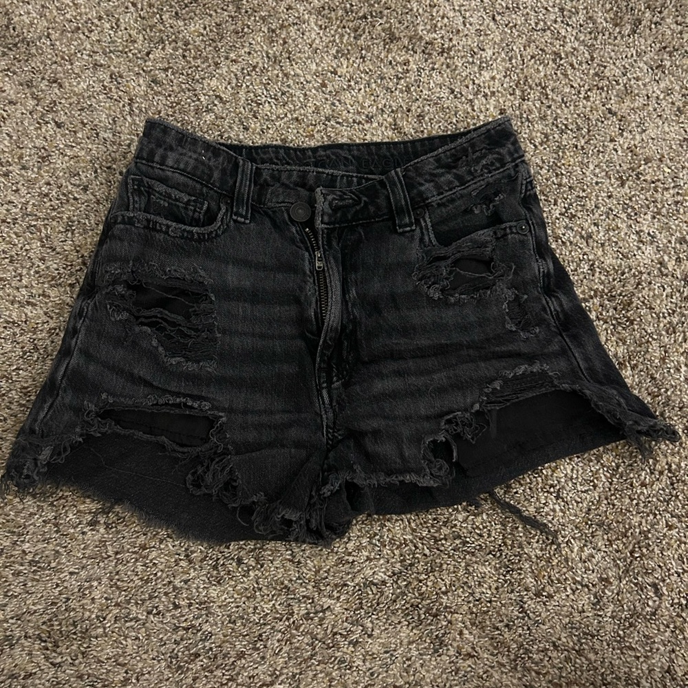 American Eagle Outfitters Black Distressed Jean Shorts